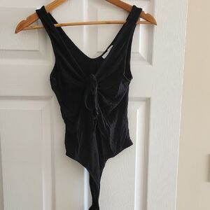 Dex Black Tie-Front Bodysuit